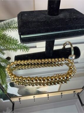 Gold Plated Beaded Bracelet | Womens Ball Bracelet | Plated Gold Bracelets